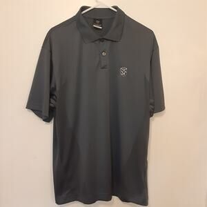 Nike Golf Shirt Mens L Gray Dri Fit 2-Button Polo Chest Embroidery Short Sleeve